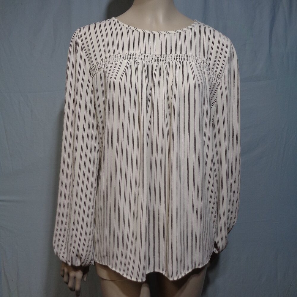 Loft black on white striped long sleeve blouse in size medium.